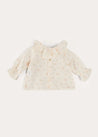 Esme Floral Ruffle Collar Long Sleeve Blouse in White (1-12mths) BLOUSES from Pepa London US