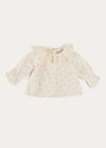 Esme Floral Ruffle Collar Long Sleeve Blouse in White (1-12mths) BLOUSES from Pepa London US