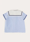 Lyall Stripe Anchor Motif Mariner Collar Short Sleeve Shirt in Blue (12mths-6yrs) SHIRTS from Pepa London US