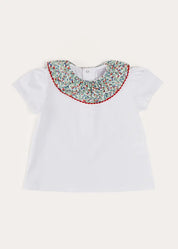 Evelyn Floral Ruffle Collar Top in Red (2-10yrs) TOPS & BODYSUITS from Pepa London US