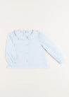 Ruffle Trim Long Sleeve Blouse in Blue (18mths-10yrs) Blouses  from Pepa London US