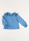 Mabel Floral Long Sleeve Blouses in Denim Blue (4-10yrs) Blouses  from Pepa London US