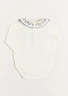 Floral Embroidered Collar Long Sleeve Bodysuit in Blue (1mth-3yrs) Tops & Bodysuits  from Pepa London