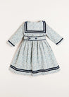 Evelyn Floral Mariner Collar Long Sleeve Dress in Blue (18mths-10yrs) Dresses  from Pepa London US