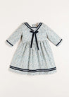 Evelyn Floral Mariner Collar Long Sleeve Dress in Blue (18mths-10yrs) Dresses  from Pepa London US