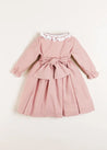 Hand Smocked Double Breasted Long Sleeve Dress in Pink (12mths-10yrs) Dresses  from Pepa London US