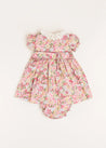 Florence Floral Handsmocked Short Sleeve Dress with Bloomer in Pink (6mths-3yrs)   from Pepa London US