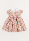 Florence Floral Handsmocked Short Sleeve Dress in Pink (18mths-10yrs)   from Pepa London US