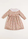 Daphne Floral Hand Smocked Double Breasted Dress in Pink (18mths-10yrs) Dresses  from Pepa London US