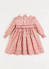 Evelyn Floral Handsmocked Long Sleeve Dress in Pink (12mths-6yrs) Dresses  from Pepa London US