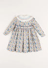 Emilia Floral Handsmocked Long Sleeve Dress in Burgundy (12mths-10yrs) Dresses  from Pepa London US