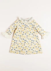 Eliza Floral Hand Smocked Long Sleeve Dress in Beige (2-10yrs) Dresses from Pepa London US