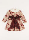 Eleanor Floral Long Sleeve Dress in Burgundy (4-10yrs) Dresses  from Pepa London US