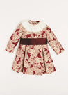 Eleanor Floral Long Sleeve Dress in Burgundy (4-10yrs) Dresses  from Pepa London US