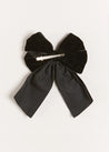 Velvet Long Bow Clip in Black Hair Accessories from Pepa London US