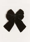 Velvet Long Bow Clip in Black Hair Accessories from Pepa London US