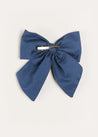 Plain Long Bow Clip in Royal Blue Hair Accessories  from Pepa London US