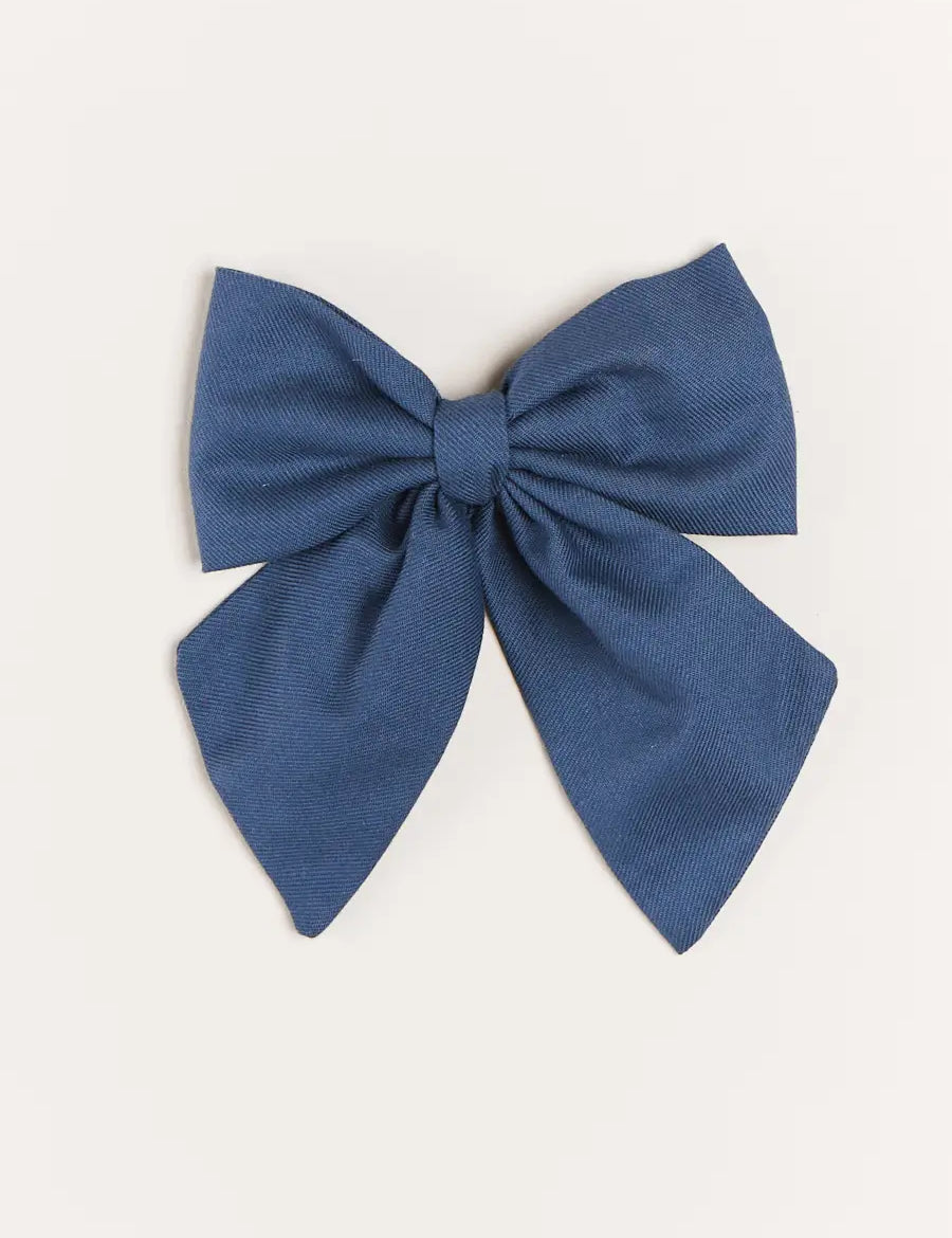 Plain Long Bow Clip in Royal Blue Hair Accessories from Pepa London US