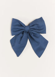 Plain Long Bow Clip in Royal Blue Hair Accessories from Pepa London US