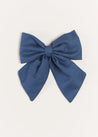 Plain Long Bow Clip in Royal Blue Hair Accessories  from Pepa London US