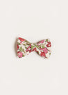 Daphne Floral Small Bow Clip in Raspberry Hair Accessories  from Pepa London US