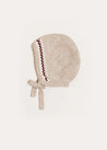 Fair Isle Detail Knitted Bonnet in Beige (S-L) Knitted Acc from Pepa London US