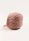 Cable Detail Knitted Bonnet in Pink (S-L) Knitted Acc  from Pepa London US