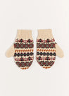 Fair Isle Knitted Mittens in Camel (S-L) Accessories  from Pepa London US