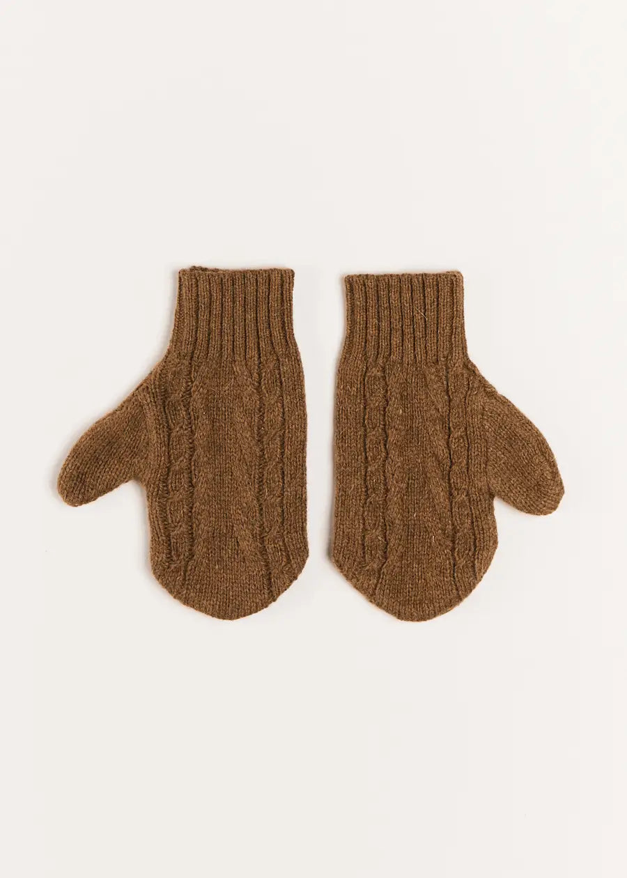 Cable Detail Knitted Mittens in Brown (S-L) ACCESSORIES from Pepa London