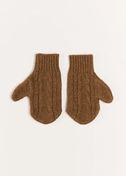 Cable Detail Knitted Mittens in Brown (S-L) ACCESSORIES from Pepa London