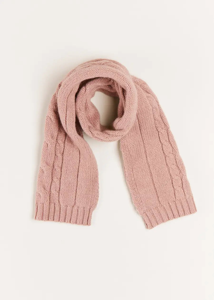 Cable Detail Knitted Scarf in Pink ACCESSORIES from Pepa London US