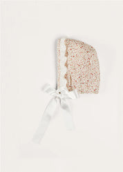 Ophelia Floral Lace Trim Bonnet in Pink (S-M) Knitted Acc from Pepa London US