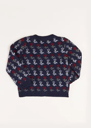 Floral Ruffle Bib Cardigan in Blue (2-10yrs) Knitwear from Pepa London US
