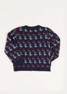 Floral Ruffle Bib Cardigan in Blue (4-10yrs) Knitwear  from Pepa London US