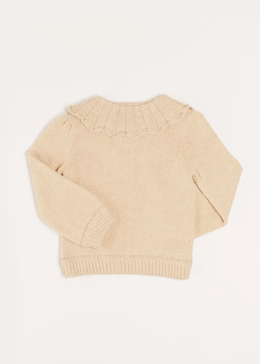 Statement Collar Metallic Detail Jumper in Gold (4-10yrs) Knitwear from Pepa London US
