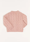 Chunky Cable Detail Cardigan in Pink (6mths-10yrs) Knitwear  from Pepa London US