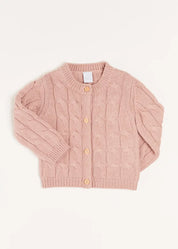 Chunky Cable Detail Cardigan in Pink (6mths-10yrs) Knitwear  from Pepa London US