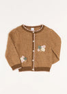 Floral Embroidered Cardigan in Caramel (4-10yrs) Knitwear  from Pepa London US