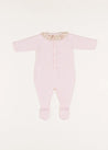 Ophelia Floral Ruffle Collar Knitted All-In-One in Pink (1-6mths) Baby One-Pieces  from Pepa London US