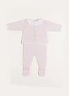 Dot Detail Lace Collar Knitted Set in Pink (1-6mths) Knitted Sets from Pepa London US