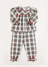 Sussex Tartan Ruffle Collar Pyjamas in Red (18mths-10yrs) Nightwear from Pepa London US