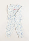 Toile Ruffle Collar Pyjamas in Blue (18mths-10yrs) Nightwear  from Pepa London US