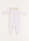 Velour Lace Trim Collar All-In-One in Pink (1mth-12mths) Baby One-Pieces  from Pepa London US