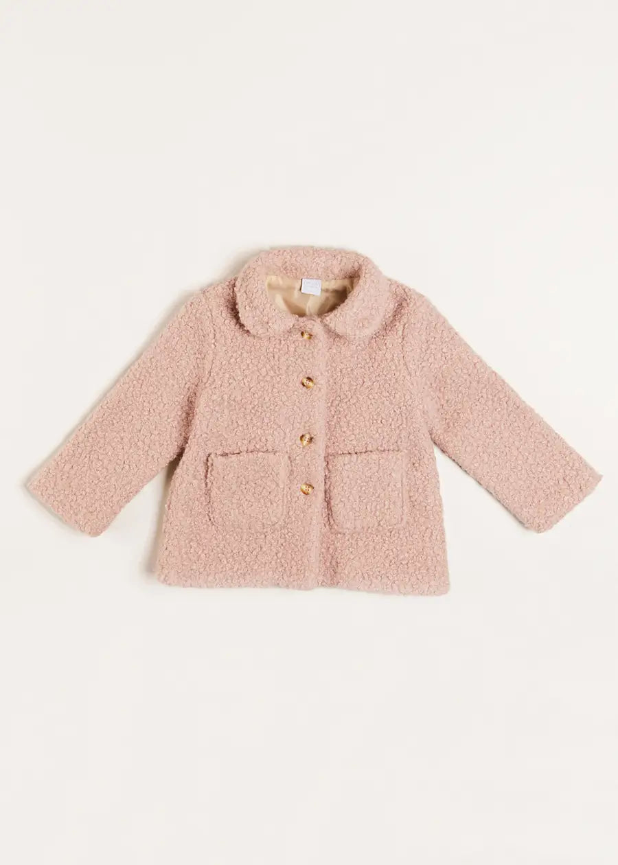 Fluffy Pea Coat in Pink (12mths-3yrs) Coats  from Pepa London US