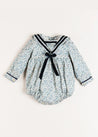 Evelyn Floral Mariner Romper in Blue (6mths-2yrs) Rompers  from Pepa London US