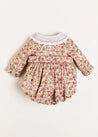 Daphne Floral Hand Smocked Romper in Pink (6mths-2yrs) Rompers  from Pepa London US