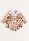 Daphne Floral Handsmocked Romper in Pink (6mths-2yrs) Rompers  from Pepa London US