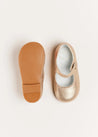 Leather Mary Jane Baby Shoes in Gold (20-26EU) Shoes  from Pepa London US