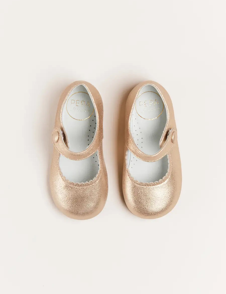 Leather Mary Jane Baby Shoes in Gold (20-26EU) SHOES from Pepa London US