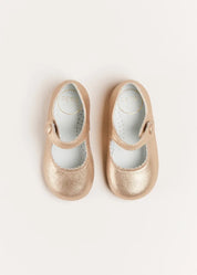 Leather Mary Jane Baby Shoes in Gold (20-26EU) Shoes  from Pepa London US